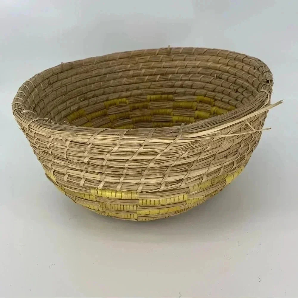 Handwoven coiled 9x15 sweetgrass basket